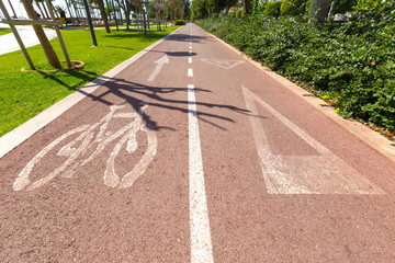 Bicycle lane signage on street