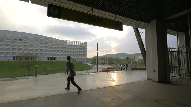 Man practicing parkour moves 