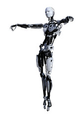 3D Rendering Male Robot on White