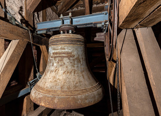 Fototapeta premium Old Church bell and mounting construction.