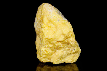 Macro mineral stone Sulfur on black background
