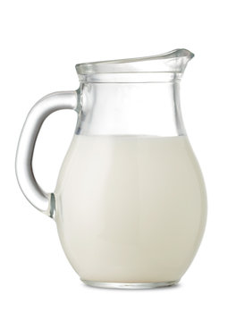 decanter of milk isolated on white background