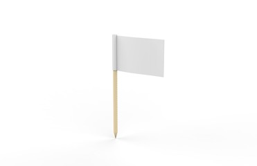 Toothpick Flag Mockup On Isolated White Background, 3D Illustration