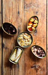 tin cans on a table