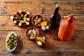 still life of typical spanish and italian snack