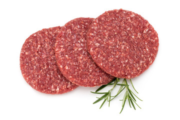 Raw fresh hamburger meat isolated on white.