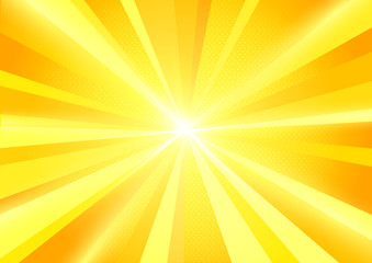 A bright yellow sun burst radiant background. Vector illustration