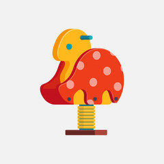 Spring ride kids toy. Spring see saw on white