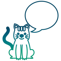 cute kitty sti with speech bubble vector illustration degraded green color