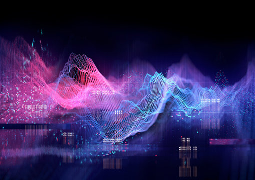 Abstract Visualisation of data and technology in graph form. 3D Illustration