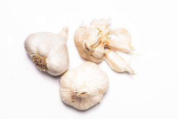 Healthy Food concept Top view organic Garlics on white background