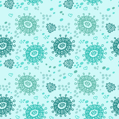 Seamless blue background with doodles. Abstract seamless pattern Vector illustration. EPS 10