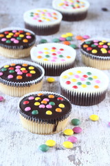 Cupcakes with sugar coated chocolate