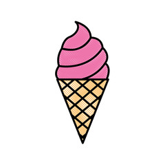 ice cream cone cold tasty sweet vector illustration