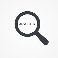 Law Concept: Magnifying Optical Glass With Words Advocacy