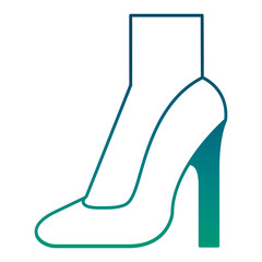 elegant womens high heel shoe foot vector illustration degraded green color