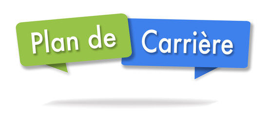 Career plan illustration in two colored bubbles