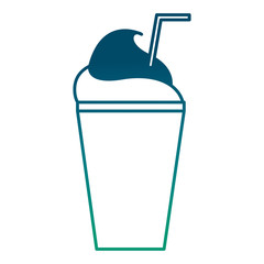 takeaway milkshake cup cream straw vector illustration degraded green color