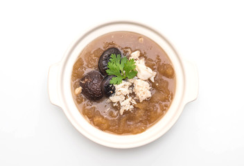 Braised Fish Maw in Red Gravy Soup with Crab in bowl