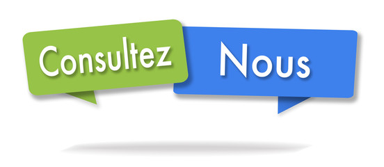 Consult us illustration in two colored bubbles