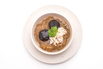 Braised Fish Maw in Red Gravy Soup with Crab in bowl
