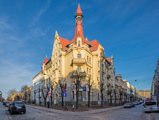 Fototapeta premium Riga, Latvia historical apartment buildings from the beginning of 20th century