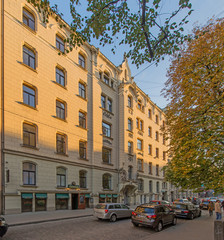 Obraz premium Riga, Latvia historical apartment buildings from the beginning of 20th century