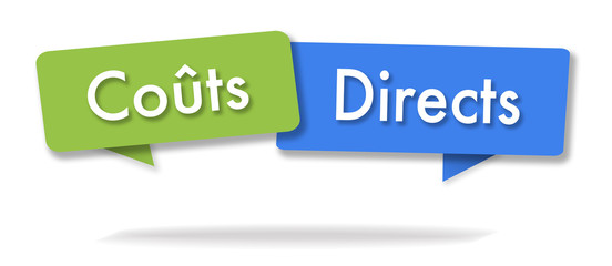 Direct costs illustration in two colored bubbles