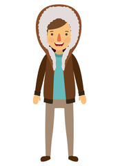 young man with winter clothes