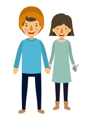 couple with winter clothes characters