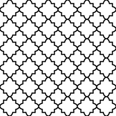 Seamless vector Four-leaf clover Pattern in Islamic Style, quadropholium texture or geometric ornament background from partially intersecting identical circles.