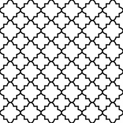 Seamless vector Four-leaf clover Pattern in Islamic Style, quadropholium texture or geometric ornament background from partially intersecting identical circles.