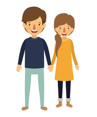 couple with winter clothes characters