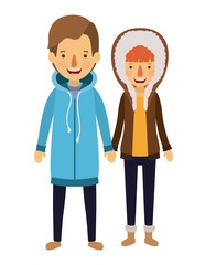 couple with winter clothes characters