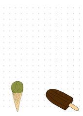 Paper note book template with ice cream in hand drawn style.