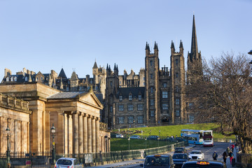 Fototapeta na wymiar National gallery and new college in Edinburgh