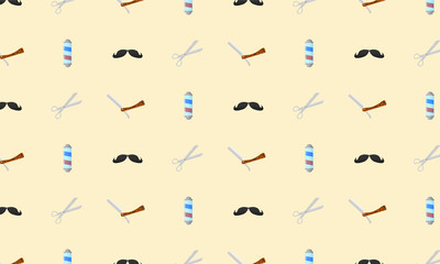 vector pattern with vintage tools for barbershop / pattern with series of vintage barber accessories
