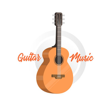 Classical acoustic guitar. Isolated silhouette classic guitar.