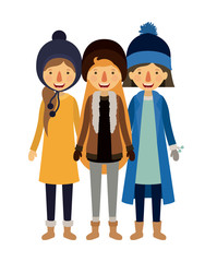 group of women with winter clothes