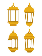 set lanterns gold icons