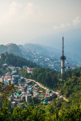 Fototapeta premium Gangtok city aerial view from high place in the Indian state of Sikkim