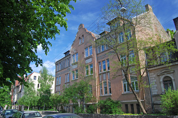 Riga, Latvia historical apartment buildings from the beginning of 20th century