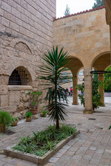 view of the colonnade of the church of the Visitations, Ein Karem