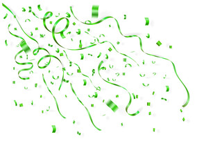 illustration explode green ribbon and confetti