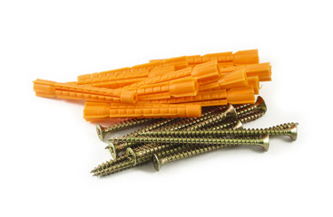 Plastic dowels and self-tapping screws