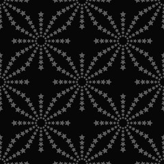 Naklejka na ściany i meble Line stars seamless pattern on black background. Vector illustration