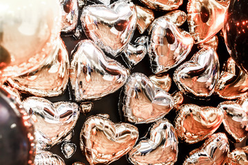 silver balloons heart shape