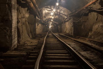 Fototapeta na wymiar Underground railway for the export of ore from the mine