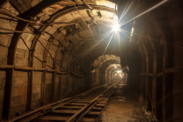 Underground railway for the export of ore from the mine