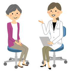 Fototapeta premium 白衣の女性 問診 診察